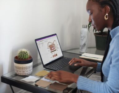 woman working on laptop