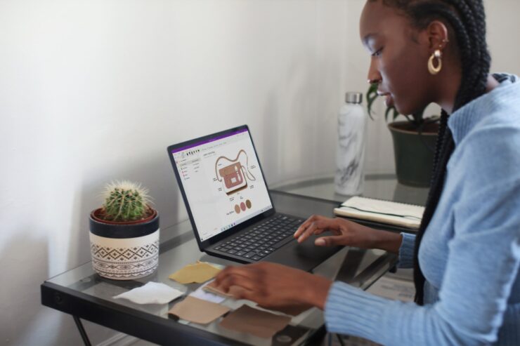 woman working on laptop